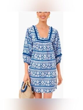 Tuckernuck Beach Petal Paradise Tunic Dress Coverup size 3XL blue white